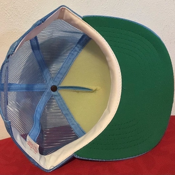 VINTAGE 90s New Era Pro Design Blank Blue w Mesh Trucker Snapback Sz S/M Hat Cap - Picture 6 of 6